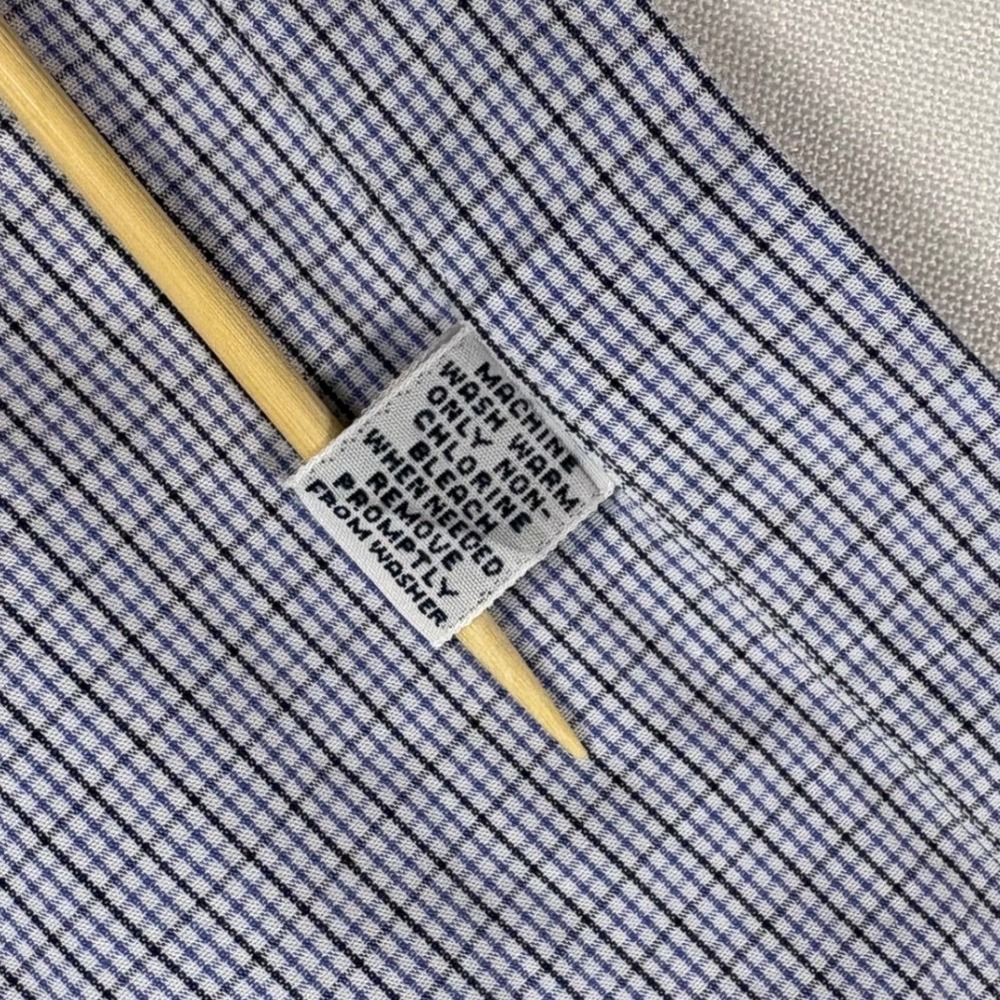 Ralph Lauren Yarmouth Mens 18 36/37 Blue White Micro Check Cotton Shirt Long Slv - Picture 6 of 14